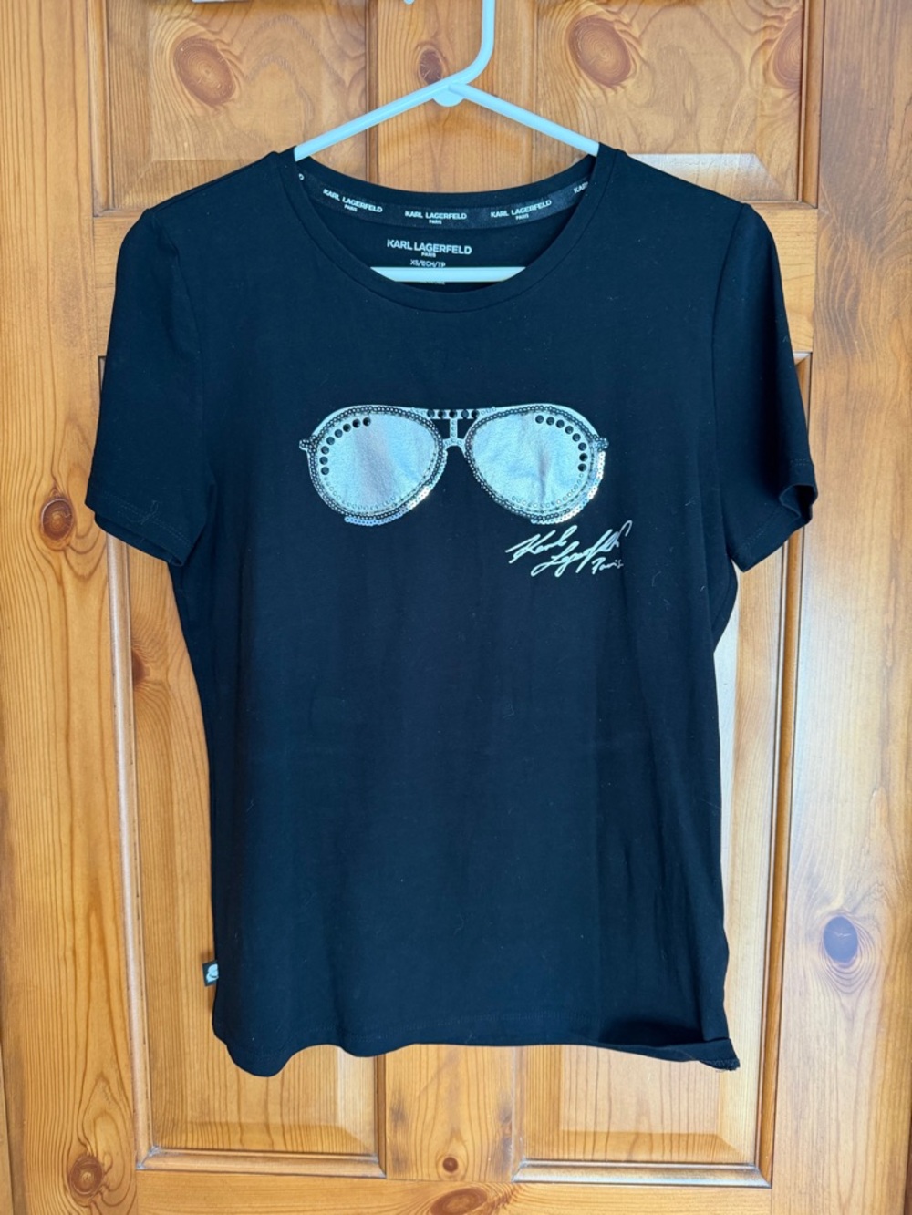 Karl Lagerfeld Black T-Shirt with Silver Sunglasses Graphic